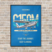 Thumbnail for Cessna 150M vertical canvas print - framed - turquoise background