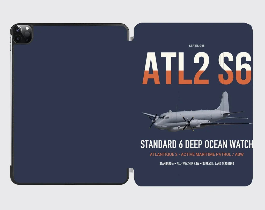 Atlantique 2 Standard 6 design on navy blue ipad tablet case