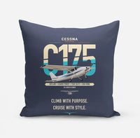 Thumbnail for Cessna 175 Skylark design on navy blue pillow