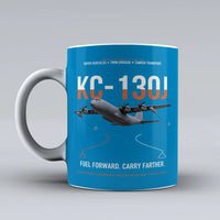 Thumbnail for KC-130J SUPER HERCULES design on turquoise ceramic mug, double-side print