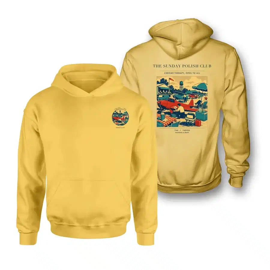 VINTAGE G4436 - The Sunday Polish Club - Double-Side Hoodie design on yellow double side