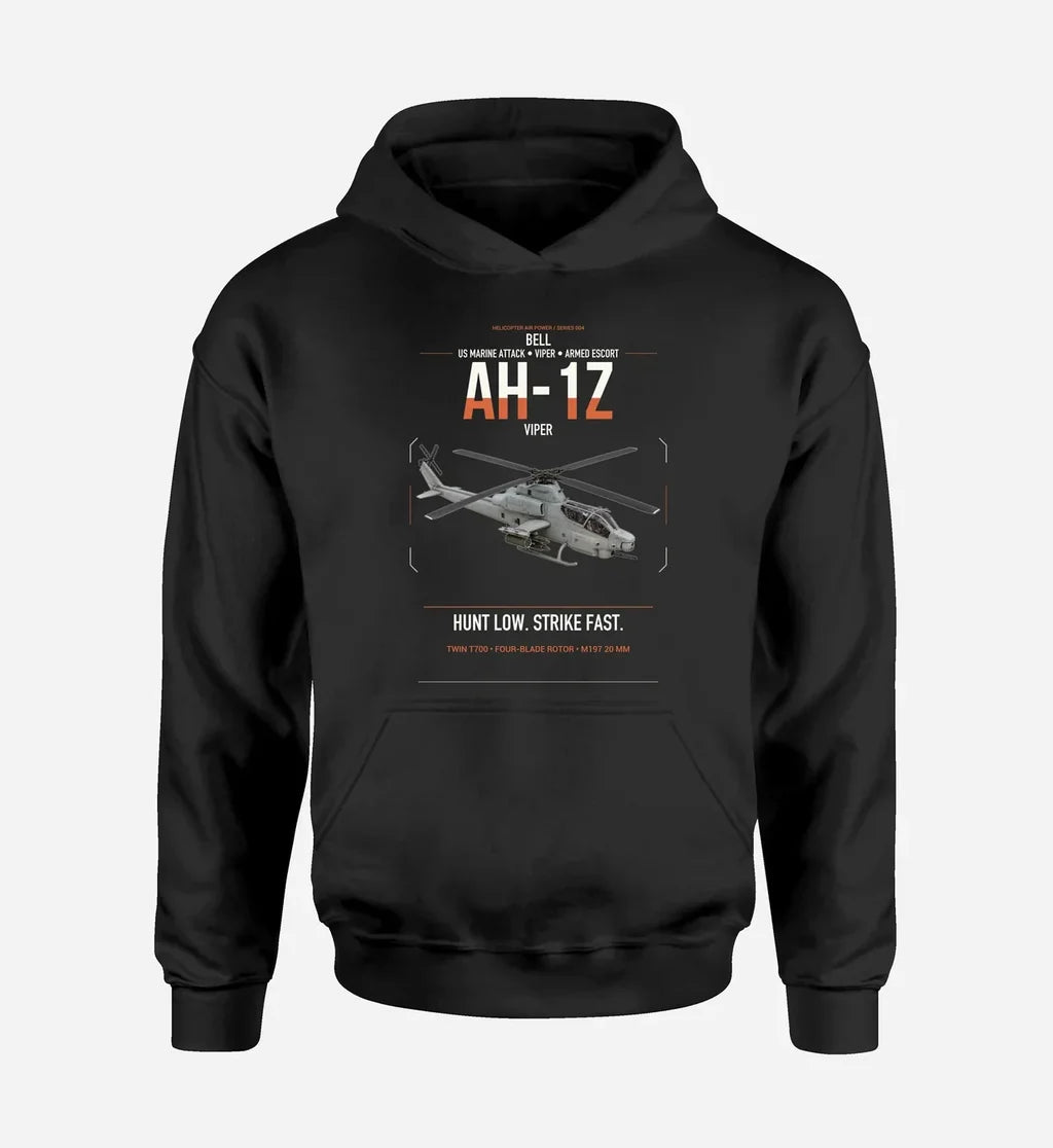 Bell AH-1Z Viper design on black double-side hoodie, single-side print
