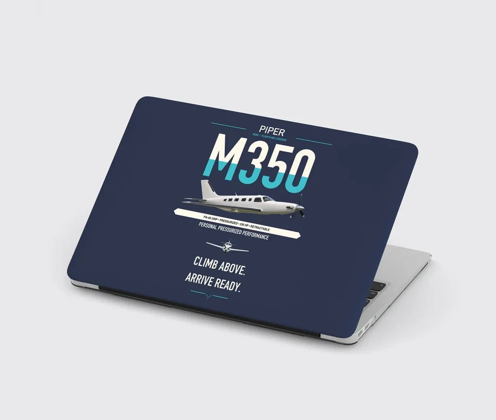 Piper M350 design on navy blue MacBook case