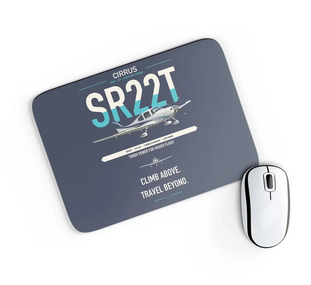 Cirrus SR22T design on navy blue rectangle mouse pad