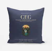 Thumbnail for Spokane International Airport (GEG) design on navy blue pillow
