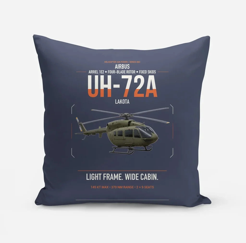 Airbus UH-72A Lakota design on navy blue pillow