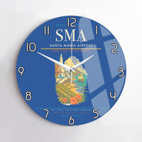 Thumbnail for Santa Maria Airport (SMA) design on blue no frame wall clock