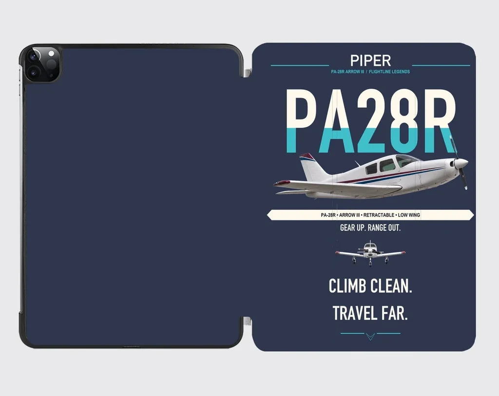 Piper PA-28R Arrow III design on navy blue ipad tablet case