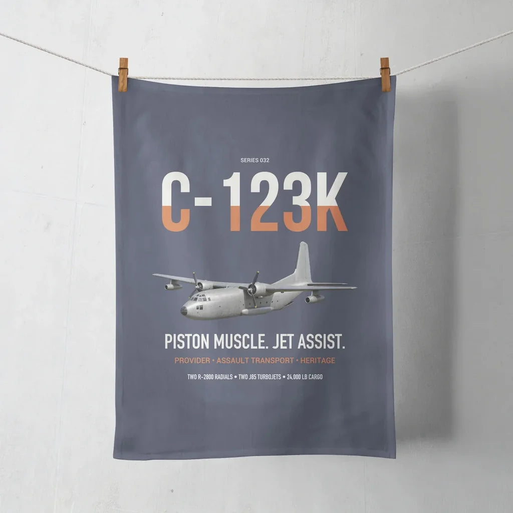 C-123K Provider design on navy blue towel