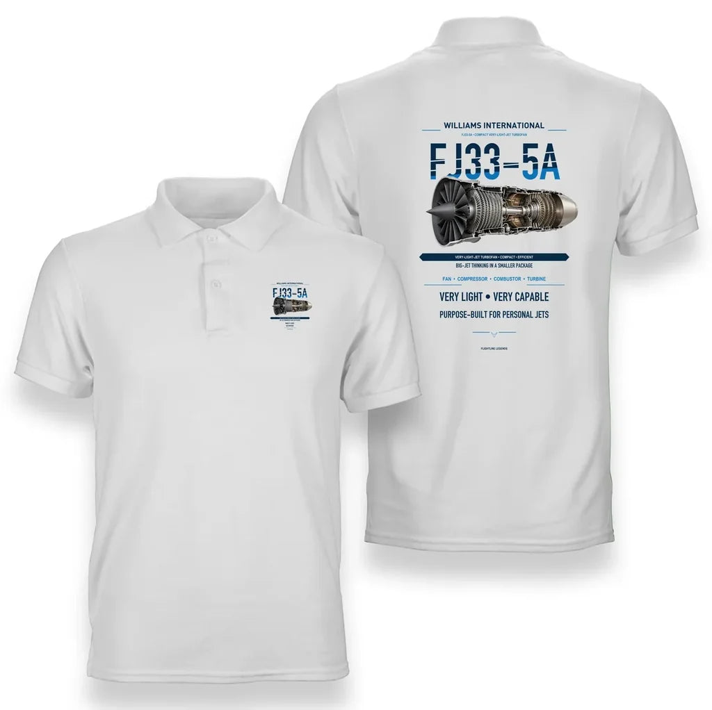 FJ33-5A design on white polo