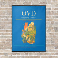 Thumbnail for Asturias Airport OVD vertical canvas print - framed - turquoise background