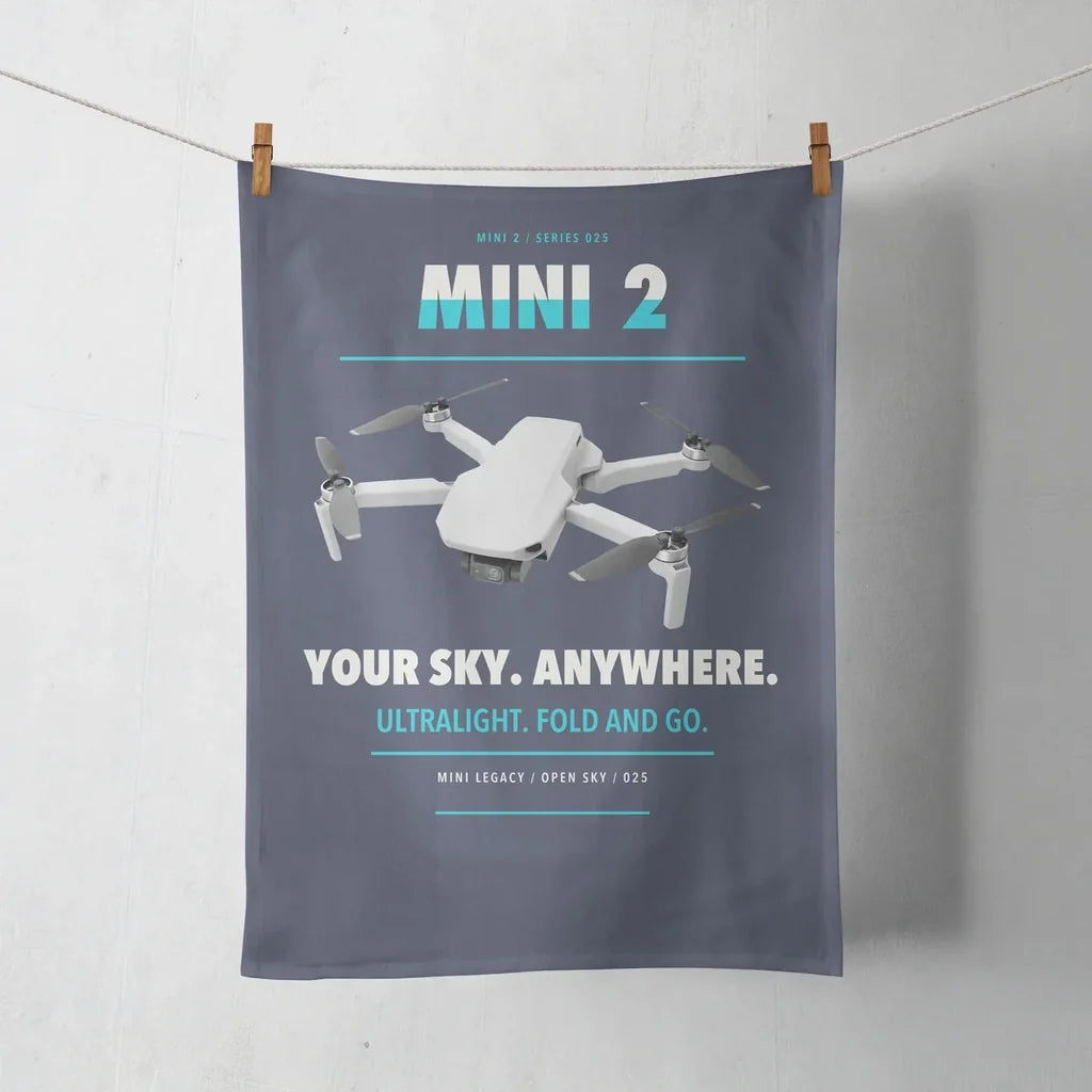 DJI Mini 2 design on navy blue towel