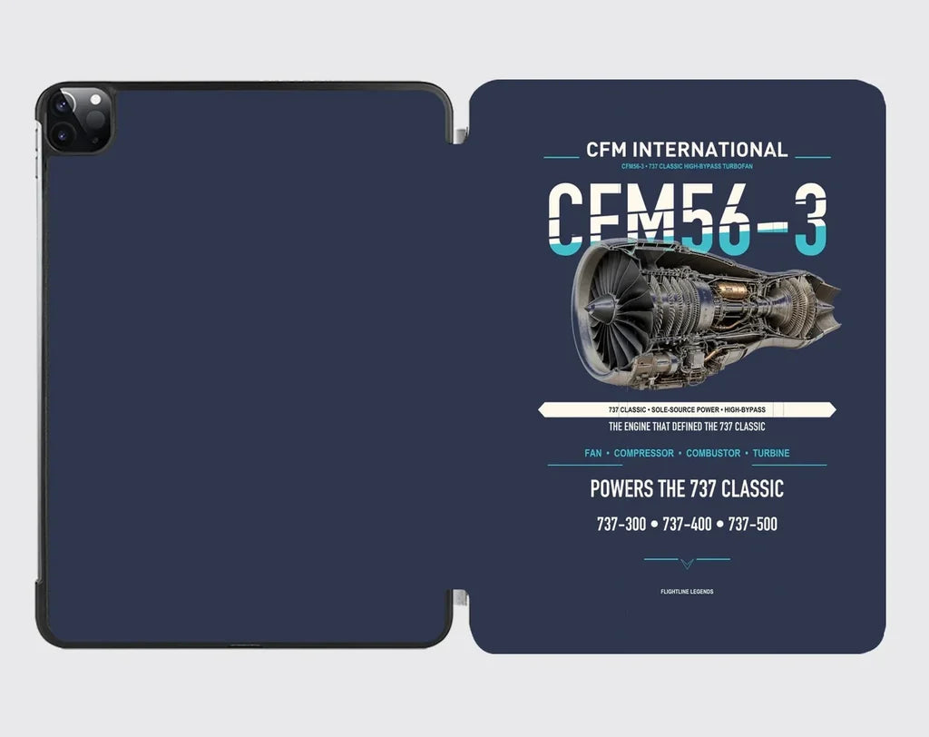 CFM56-3 design on navy blue ipad tablet case
