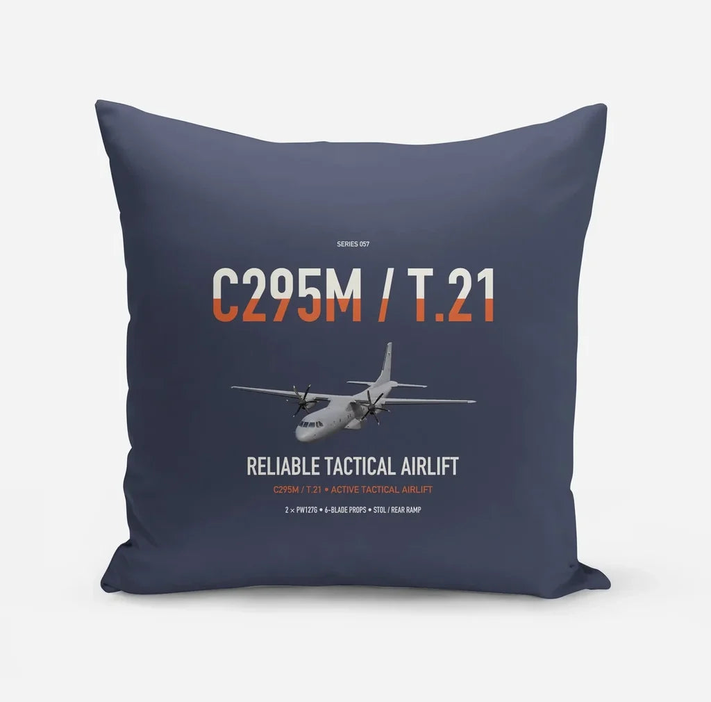 Airbus C295M T.21 design on navy blue pillow