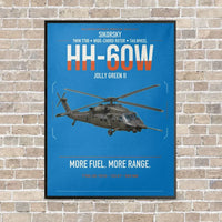 Thumbnail for Sikorsky HH-60W Jolly Green II vertical canvas print - framed - turquoise background