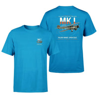 Thumbnail for Fairey Swordfish Mk I design on turquoise t-shirt, double-side print