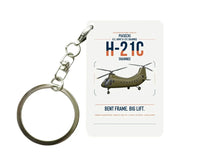 Thumbnail for Piasecki H-21C Shawnee design on white designed key chain, double-side print