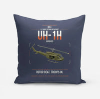Thumbnail for Bell UH-1H Iroquois design on navy blue pillow