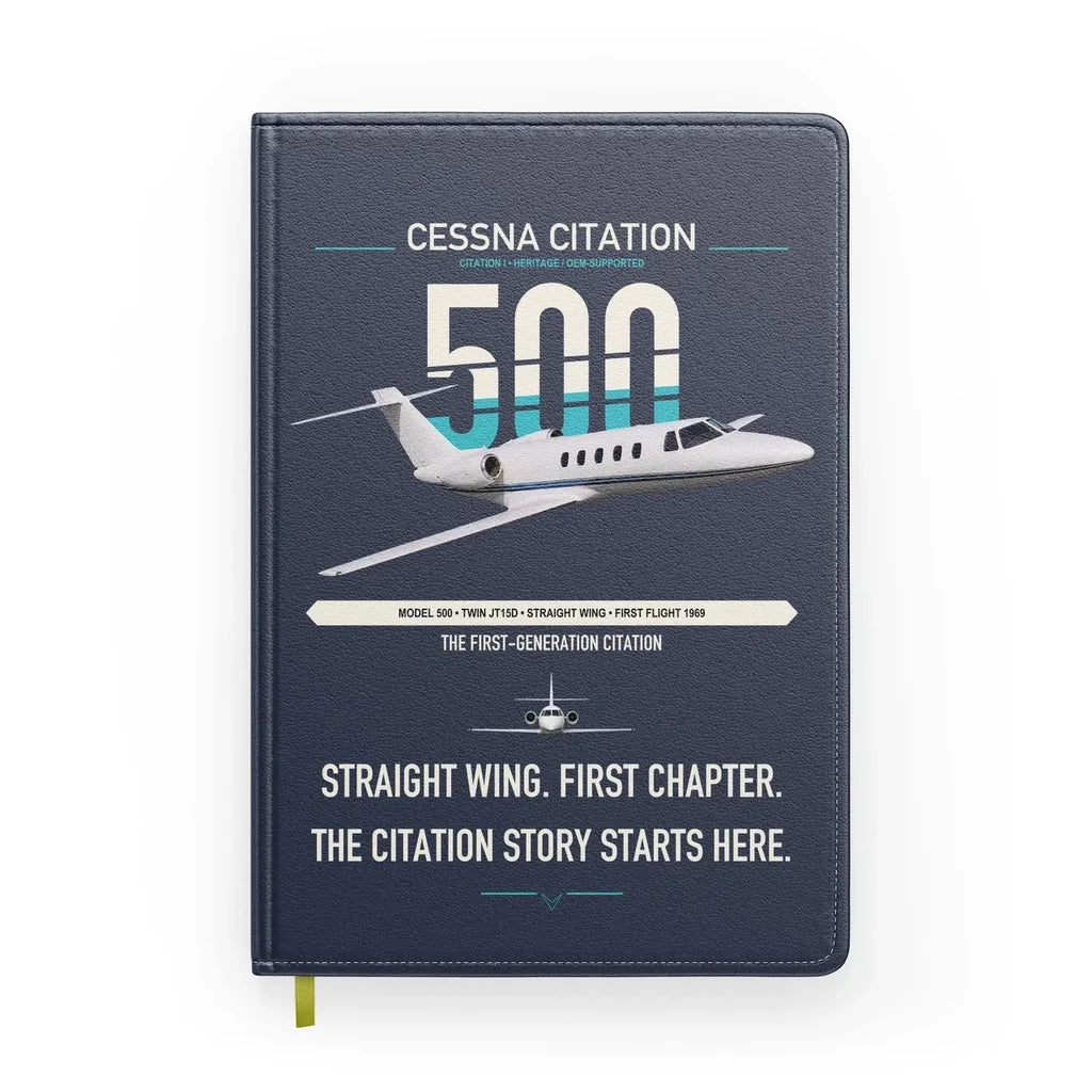 Cessna Citation 500 - Citation I design on navy blue notebook