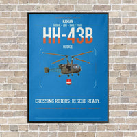 Thumbnail for Kaman HH-43B Huskie vertical canvas print - framed - turquoise background