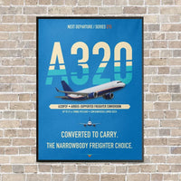 Thumbnail for Airbus A320P2F vertical canvas print - framed - turquoise background