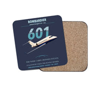 Thumbnail for Bombardier Challenger 601 design on navy blue 1 piece coaster