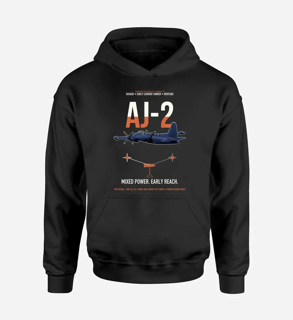 AJ-2 Savage Tanker design on black double-side hoodie, single-side print