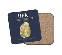 Thumbnail for Kharkiv International Airport (HRK) design on navy blue 1 piece coaster