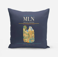 Thumbnail for Melilla Airport (MLN) design on navy blue pillow