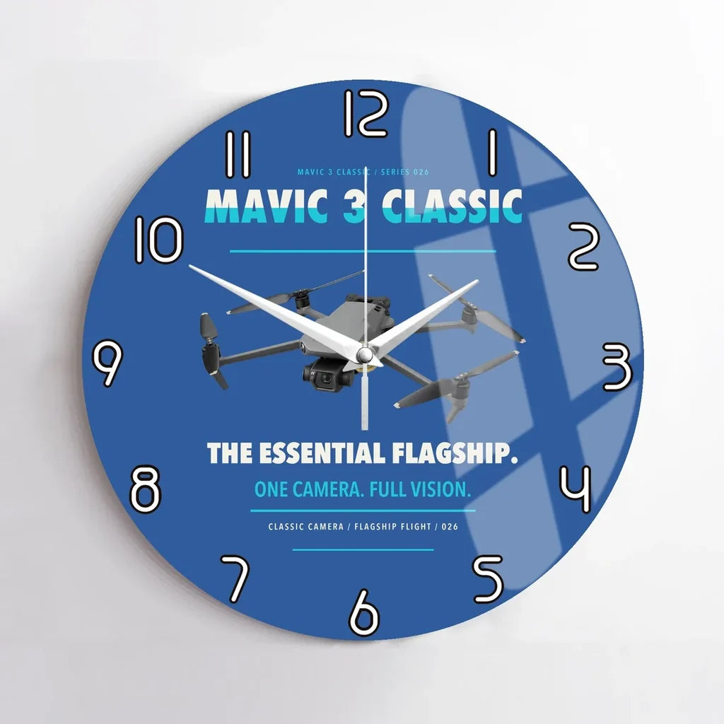 DJI Mavic 3 Classic design on blue no frame wall clock