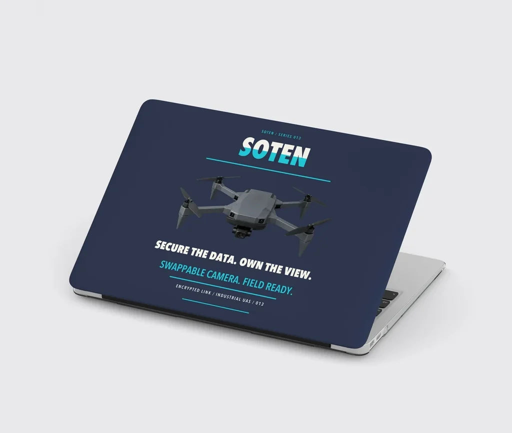 ACSL SOTEN design on navy blue MacBook case