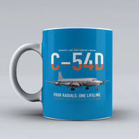 Thumbnail for C-54D Skymaster design on turquoise ceramic mug, double-side print