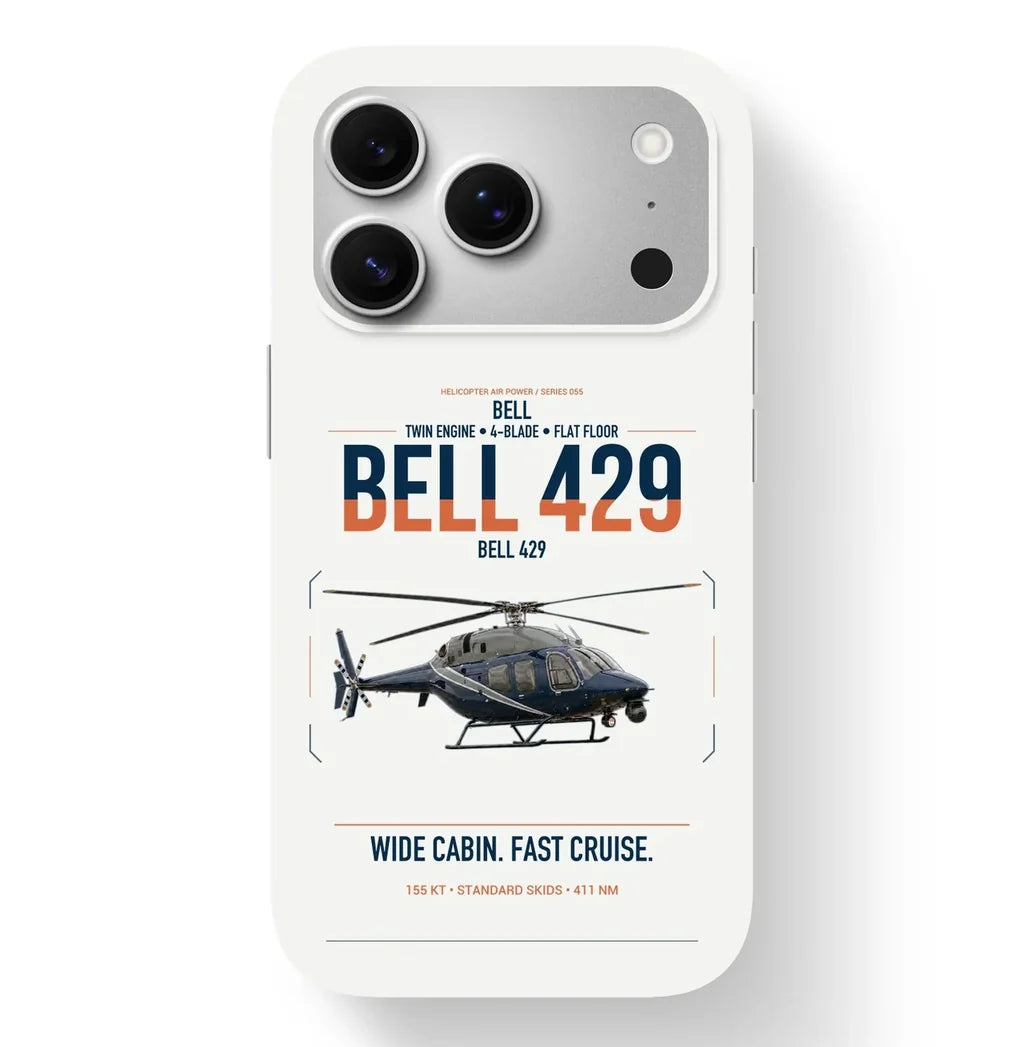 Bell 429 design on white magsafe iphone case, for iPhone 17 Pro