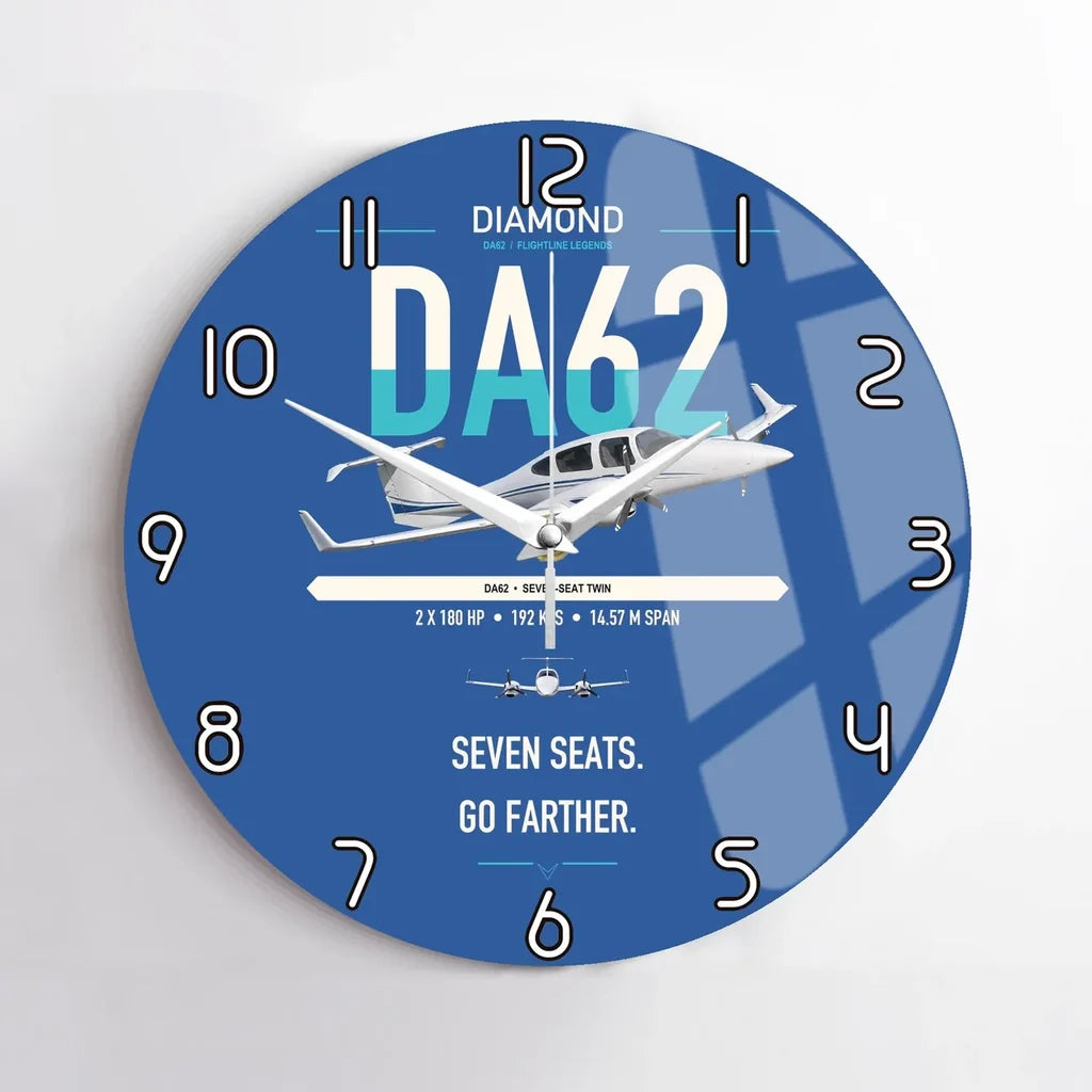 Diamond DA62 design on blue no frame wall clock