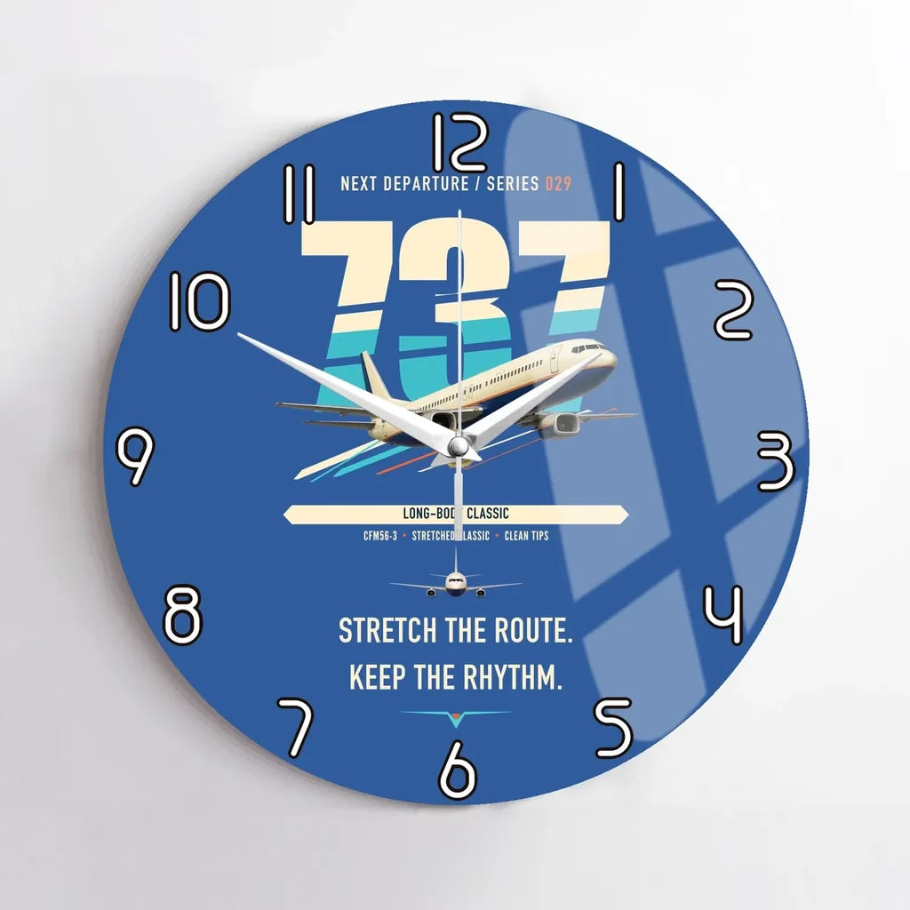 Boeing 737-400 Classic design on blue no frame wall clock