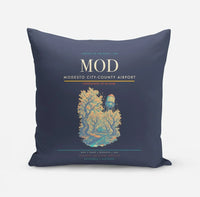 Thumbnail for Modesto City-County Airport (MOD) design on navy blue pillow