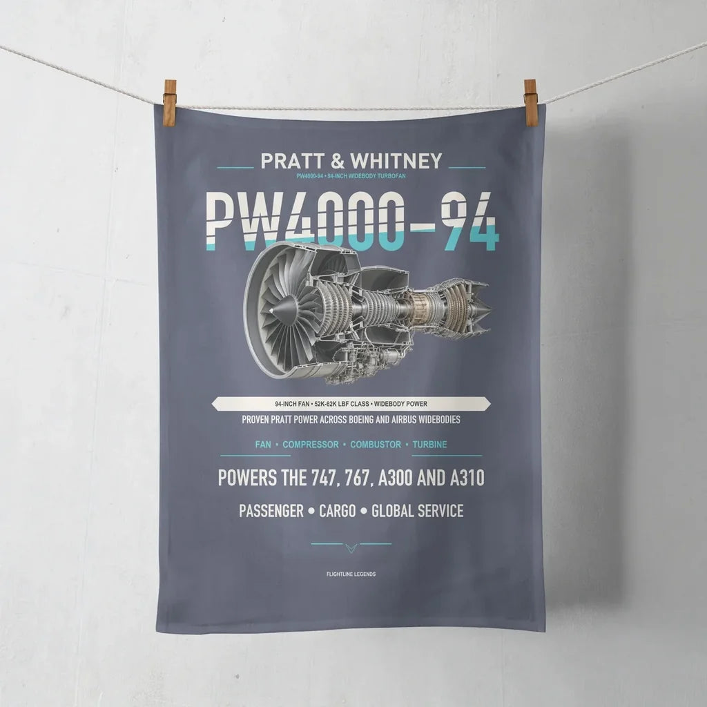 PW4000-94 design on navy blue towel