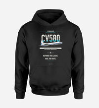 Thumbnail for Convair 580 design on black hoodie single side
