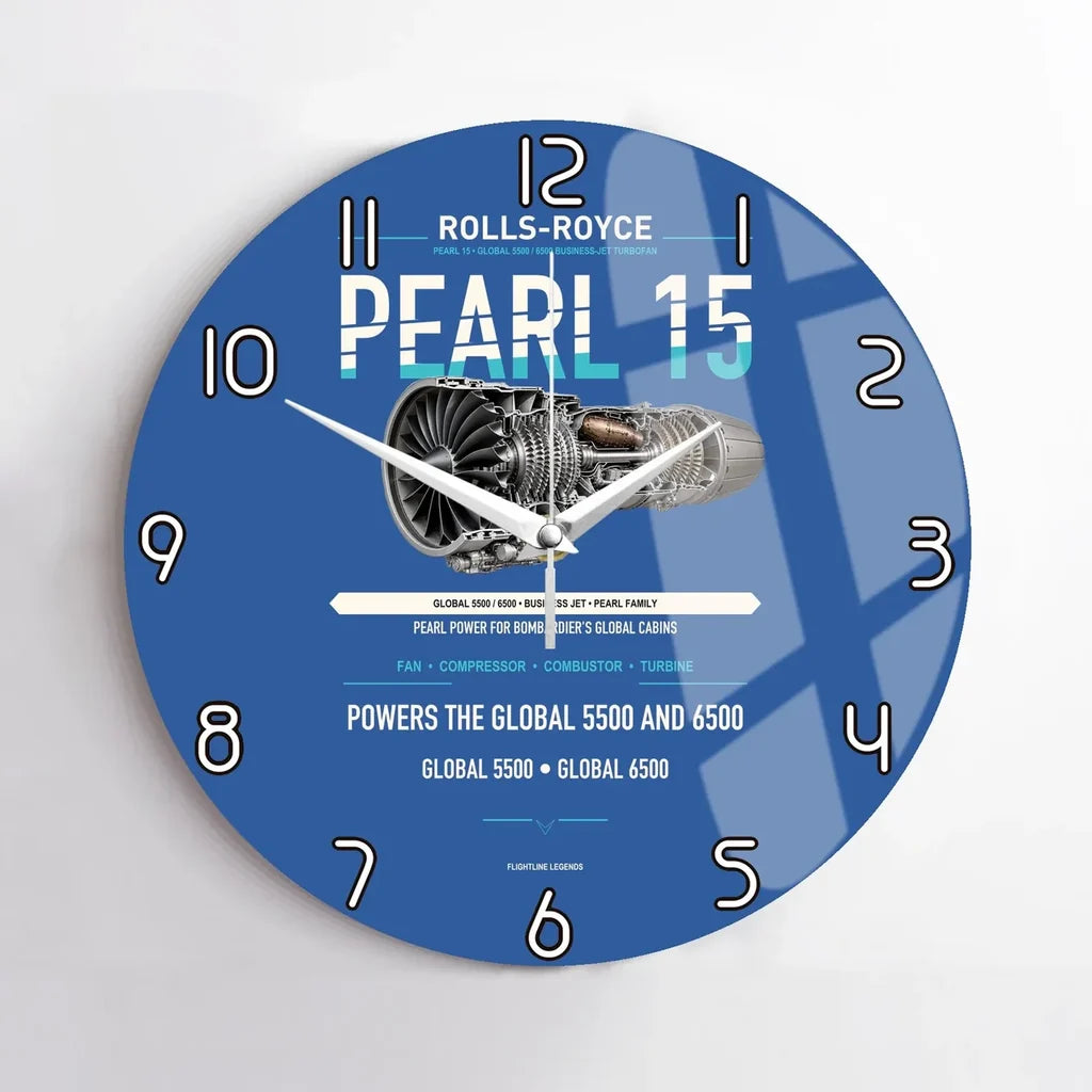 PEARL 15 design on blue no frame wall clock