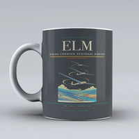 Thumbnail for Elmira Corning Regional Airport (ELM) airport code design on gray ceramic mug