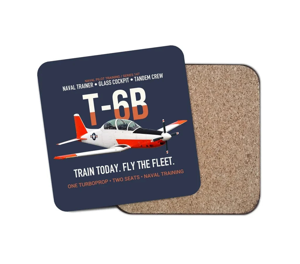T-6B Texan II Naval Aviator Training design on navy blue 1 piece coaster