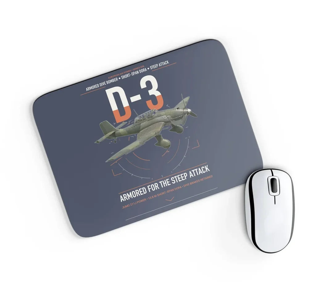 Junkers Ju 87D-3 design on navy blue rectangle mouse pad