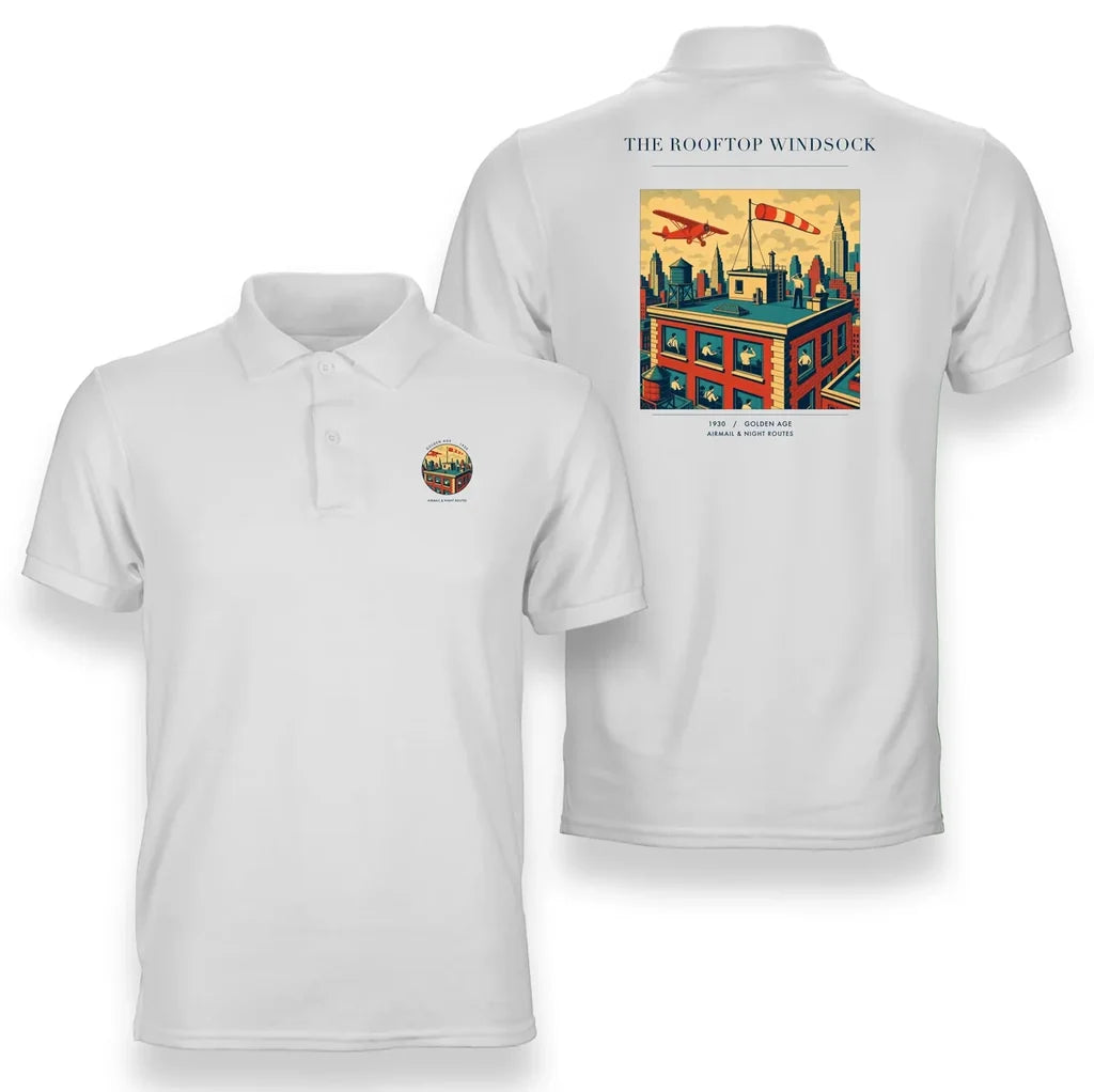 VINTAGE G4312 - The Rooftop Windsock - Double-Side Polo T-Shirt design on white