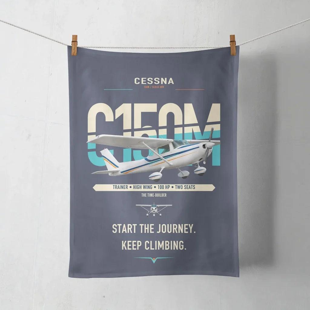 Cessna 150M design on navy blue towel
