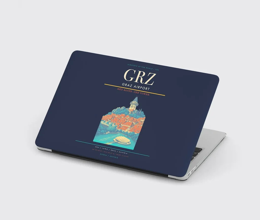 Graz Airport (GRZ) design on navy blue MacBook case