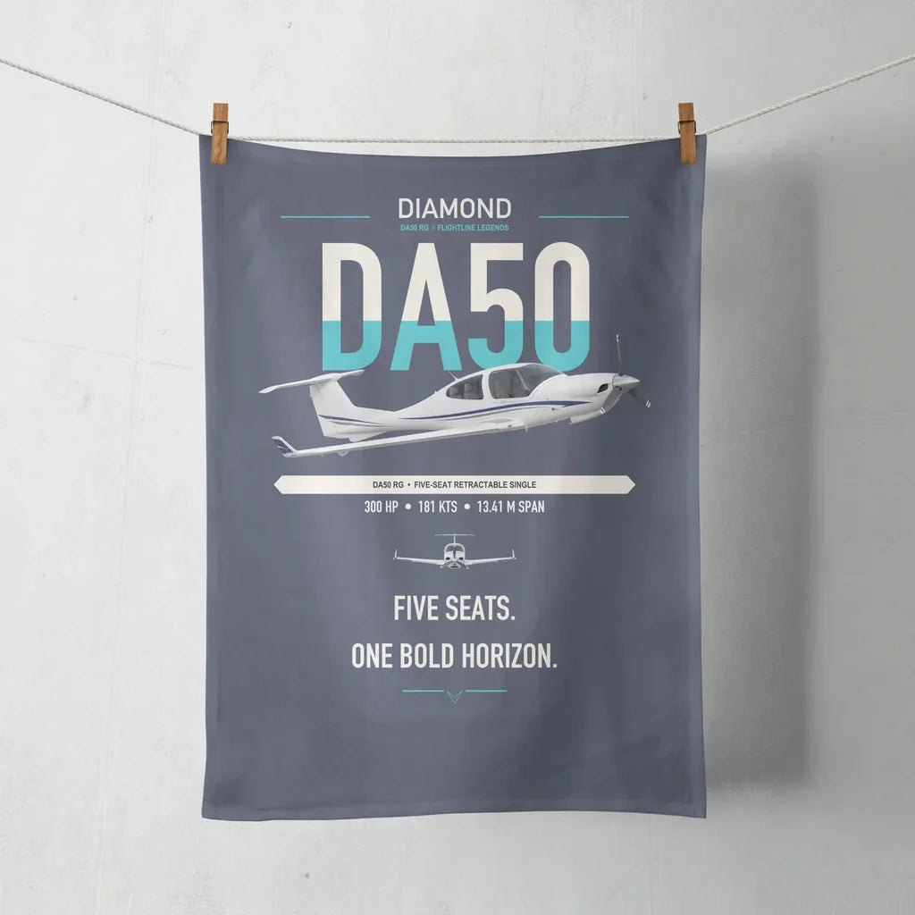Diamond DA50 RG design on navy blue towel