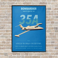 Thumbnail for Bombardier Learjet 35A vertical canvas print - framed - turquoise background