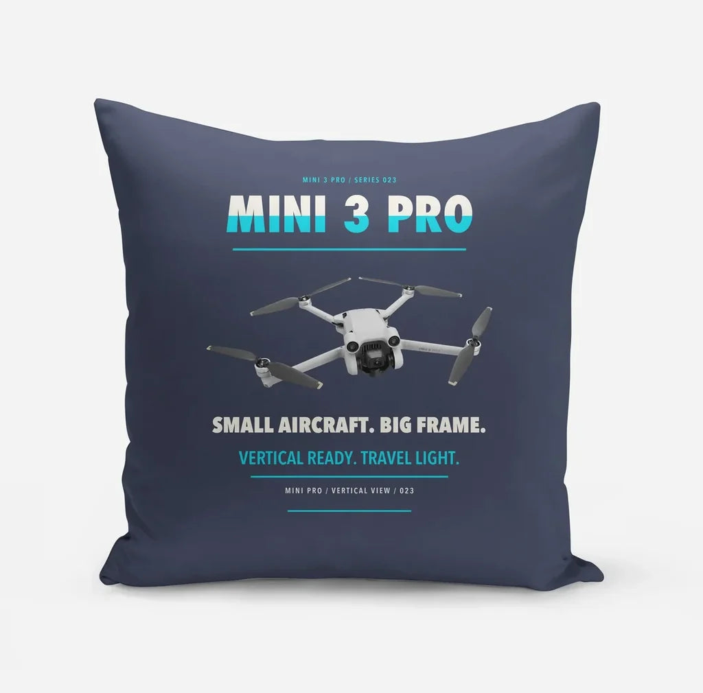DJI Mini 3 Pro design on navy blue pillow