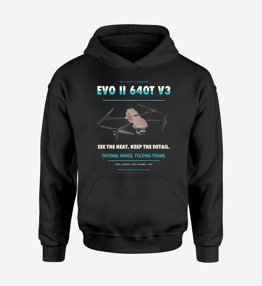 Autel EVO II Dual 640T V3 design on black hoodie single side