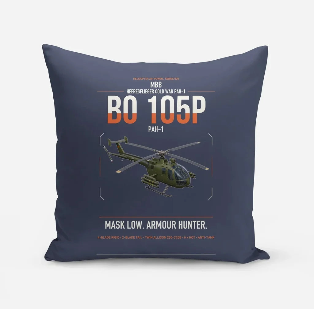 MBB BO 105P PAH-1 design on navy blue pillow